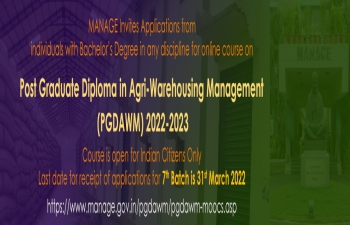 Registration open for online program on agri – warehousing offered by MANAGE, Hyderabad -reg.